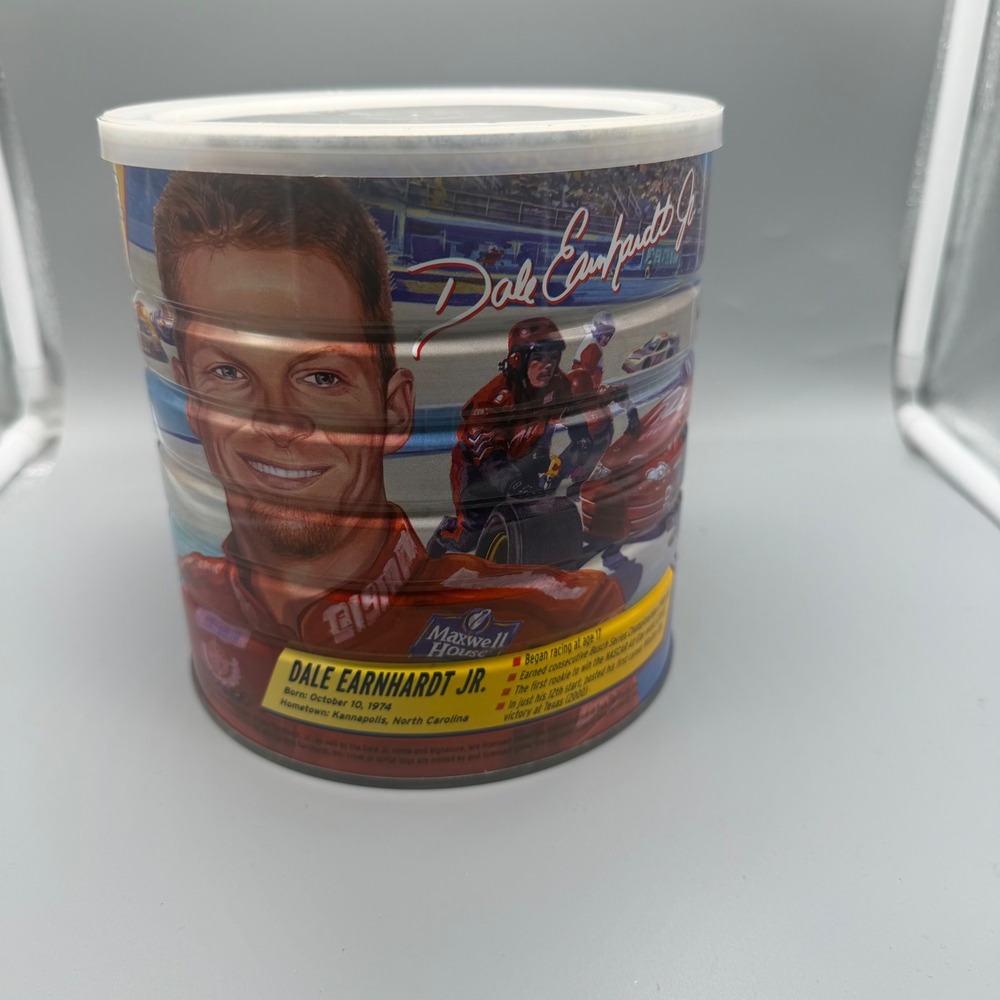 Vintage Maxwell House Coffee Tin Dale Earnhardt Jr 2003 Limited Edition Can Blue